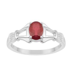 7X5MM Oval Shape Ruby 925 Sterling Silver Solitaire Split Shank Women Ring